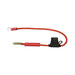 Red battery cable with connectors on a white background