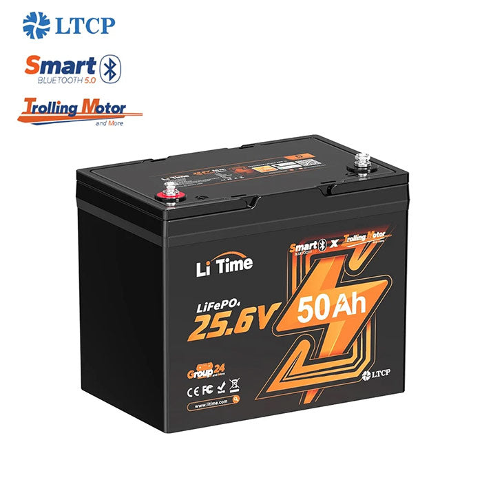 LiTime 24V 50Ah Group 24 Bluetooth Lithium Battery