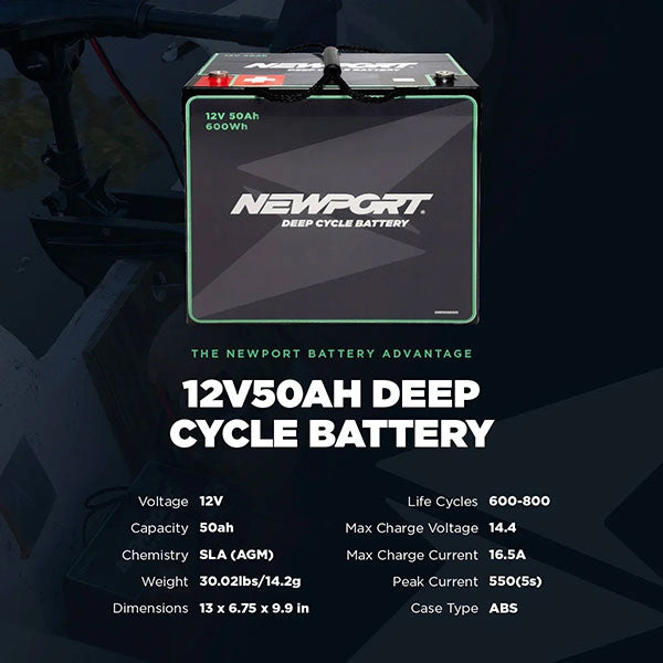 Newport 12V 50Ah Deep Cycle Marine Battery