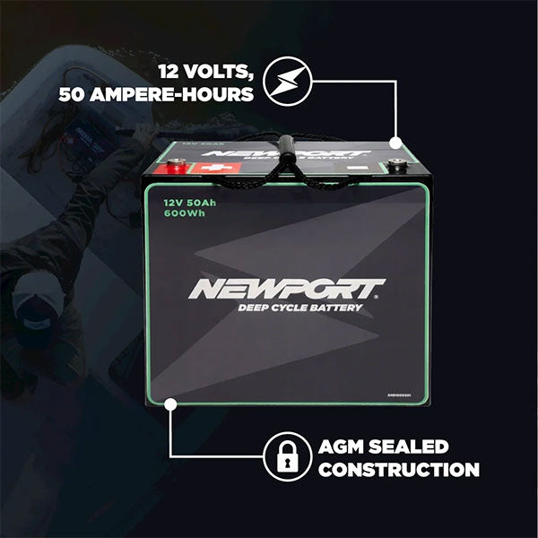 Newport 12V 50Ah Deep Cycle Marine Battery