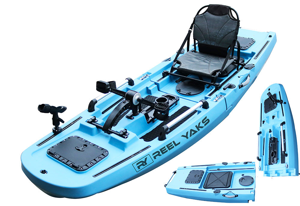 fishing kayak with pedal ReelYaks Rogue 9.8ft Modular Pedal Fishing Kayak