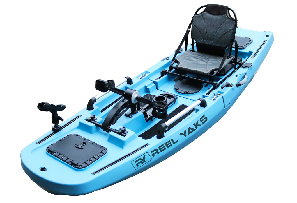 best rod and reel for ocean kayak fishing ReelYaks Rogue 9.8ft Modular Pedal Fishing Kayak — Eco Fishing Shop