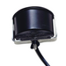 Black electronic device with a cable on a white background
