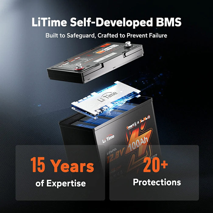 LiTime 12V 100Ah Xtra Mini Bluetooth Lithium Battery