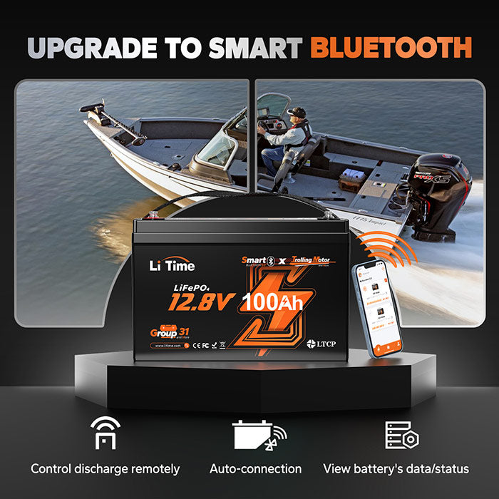 LiTime 12V 100Ah Bluetooth Trolling Motor Lithium Battery