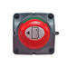 Red and gray switch or control panel on a white background