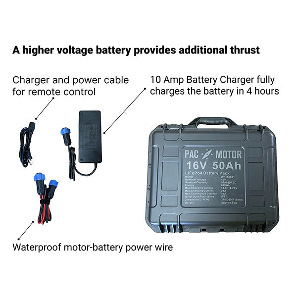 PacMotor + 16V Battery Trolling Motor Combo