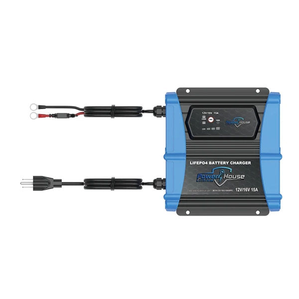 PowerHouse Lithium Dual Voltage 12v or 16V 15A Selectable AC Waterproof Onboard Charger