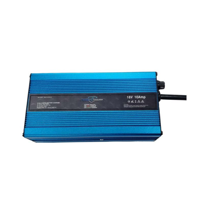 Blue power converter on a white background