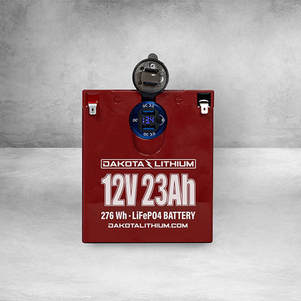 Dakota Lithium 12V 23AH Battery w/ Dual USB Ports & Voltmeter