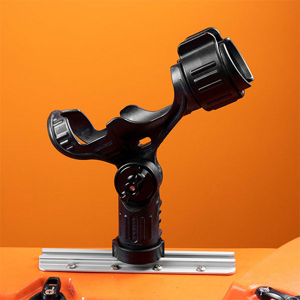 fishing rod holder locks YakAttack Omega™ Rod Holder w/ Track Mounted LockNLoad™ Mounting Syste — Eco Fishing Shop